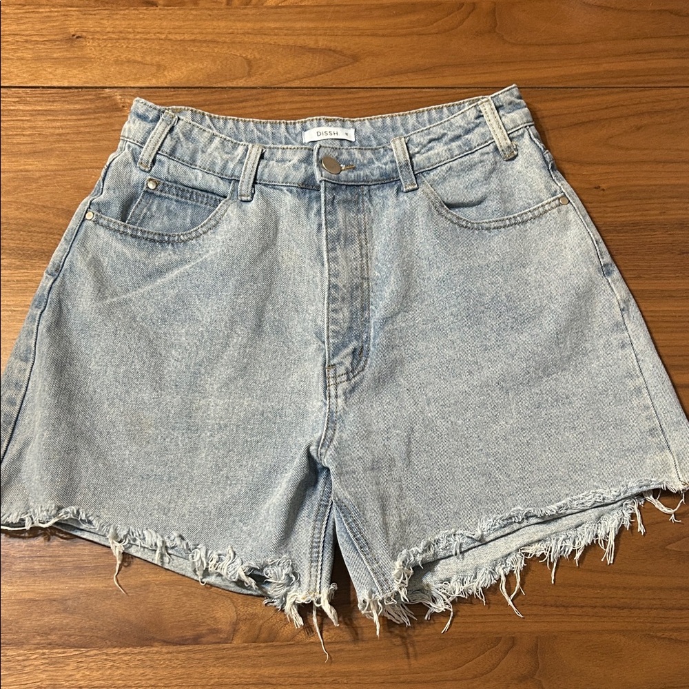 DISSH Light Blue Frayed Jean Shorts Size 12
